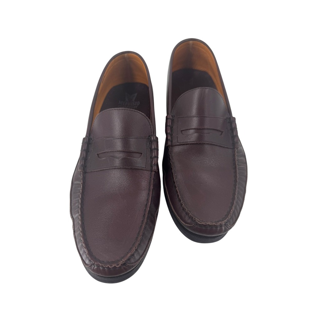 Mephisto Spinnaker Mens Dark Brown/Wine Leather Penny Loafers Air-Relax Shoes 12 - Picture 2 of 11